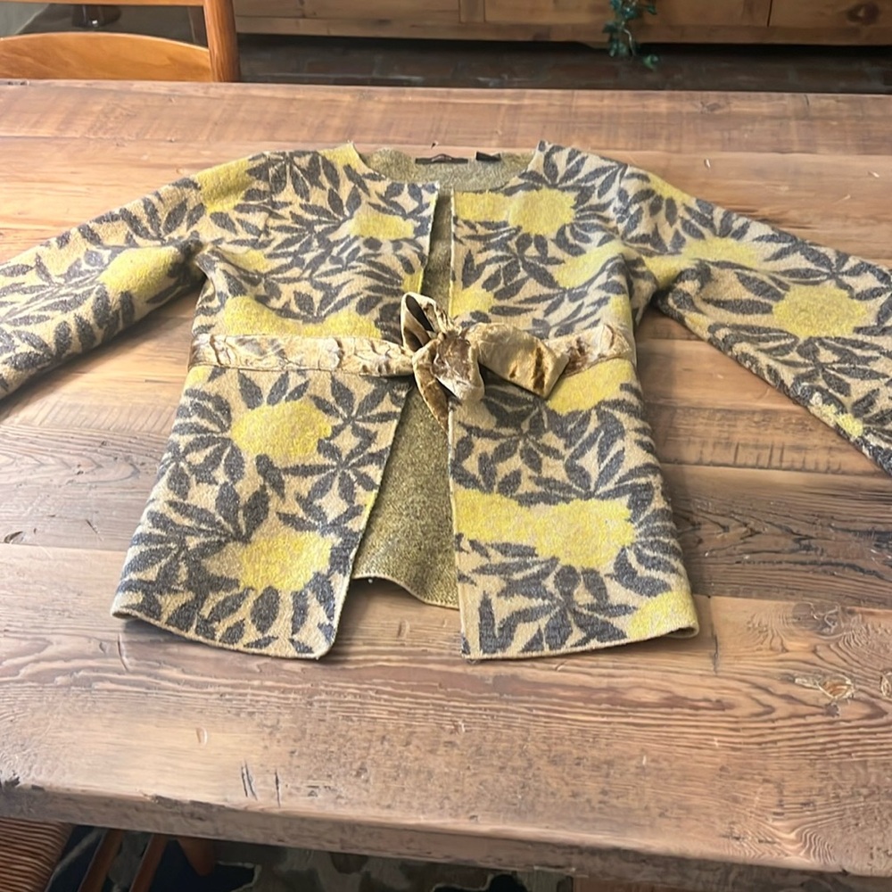 Wool and Velvet Waist Sweater Jacket S